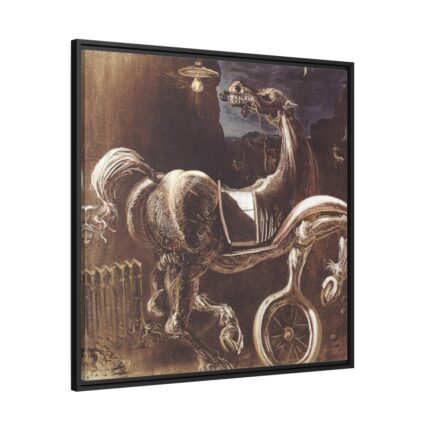 Debris of an Automobile Giving Birth to a Blind Horse Biting a Telephone Framed Canvas