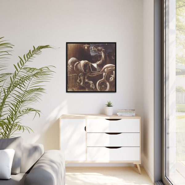 88302-28.jpg Debris of an Automobile Giving Birth to a Blind Horse Biting a Telephone Framed Canvas