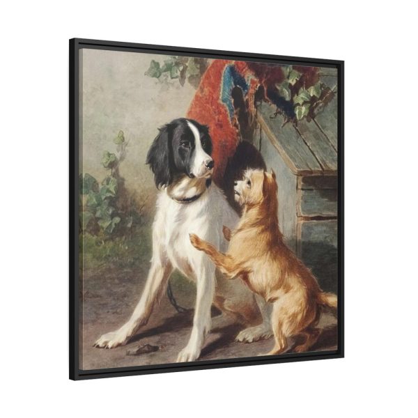 88302-30.jpg Two Dogs by a Kennel by Conradijn Cunaeus Framed Canvas