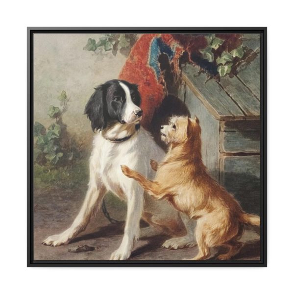 88302-31.jpg Two Dogs by a Kennel by Conradijn Cunaeus Framed Canvas