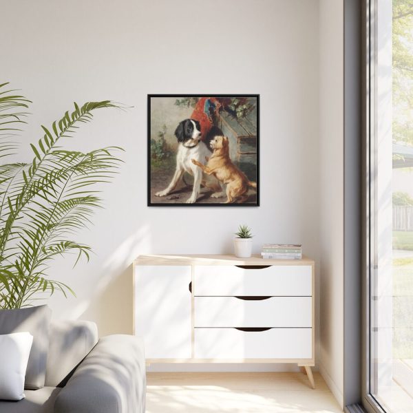 88302-33.jpg Two Dogs by a Kennel by Conradijn Cunaeus Framed Canvas