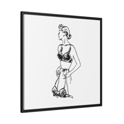 Lady Holding Brassiere Framed Canvas