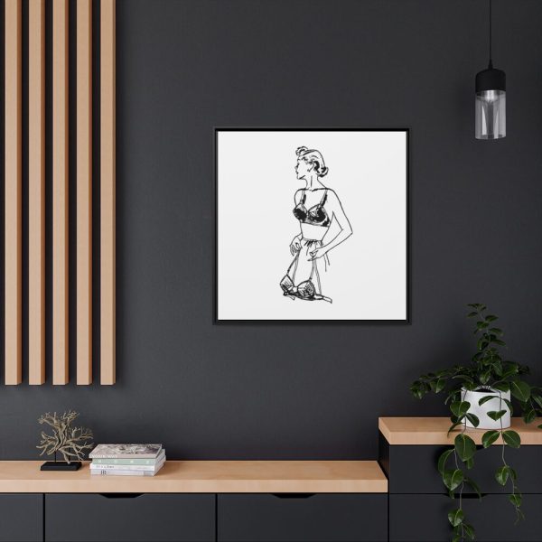 88302-79.jpg Lady Holding Brassiere Framed Canvas