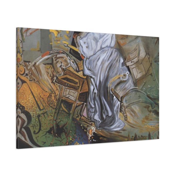 Bed and Two Bedside Tables Ferociously Attacking a Cello by Salvador Dali Standard Canvas