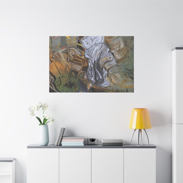Bed and Two Bedside Tables Ferociously Attacking a Cello by Salvador Dali Standard Canvas