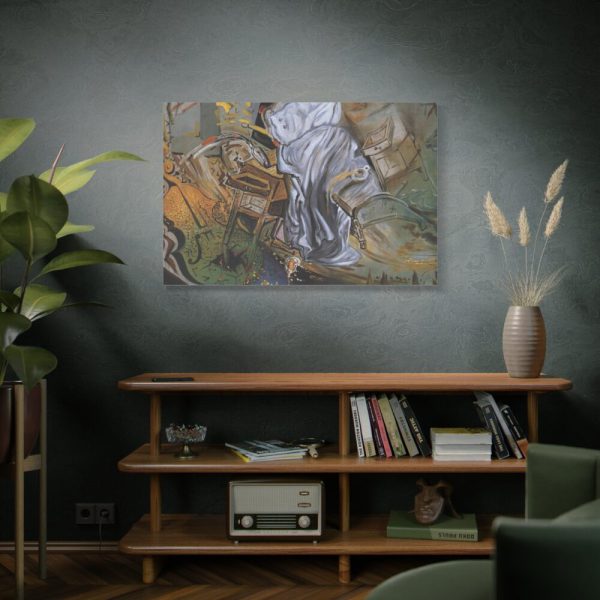 Bed and Two Bedside Tables Ferociously Attacking a Cello by Salvador Dali Standard Canvas