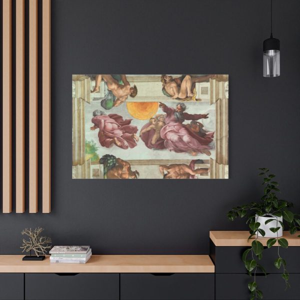 91638-513.jpg The Creation of the Sun and the Moon by Michelangelo Buonarroti Standard Canvas