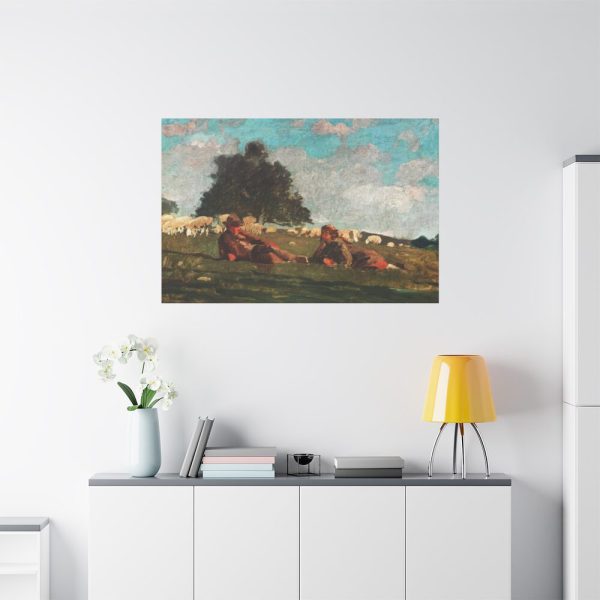 91638-52.jpg Boy and Girl in a Field with Sheep by Winslow Homer Standard Canvas