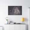 Close Up Shot of a Lion's Face in Black and White Standard Canvas