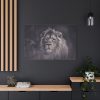 Close Up Shot of a Lion's Face in Black and White Standard Canvas