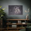 Close Up Shot of a Lion's Face in Black and White Standard Canvas