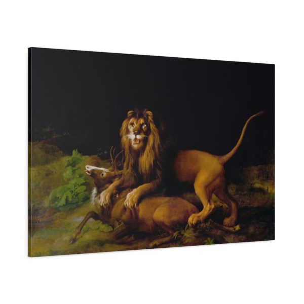 A Lion Attacking a Stag by George Stubbs Standard Canvas