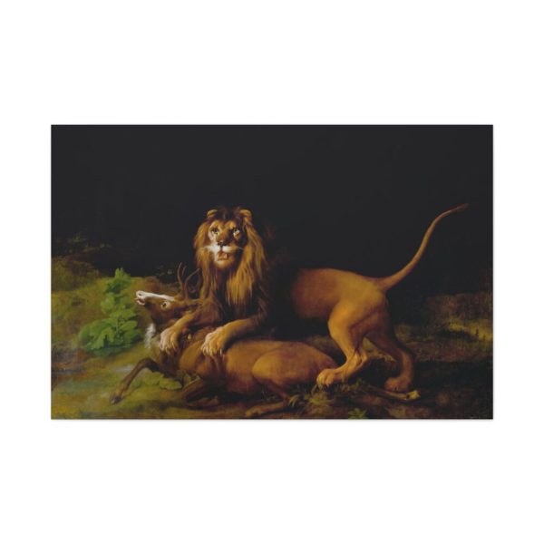 A Lion Attacking a Stag by George Stubbs Standard Canvas