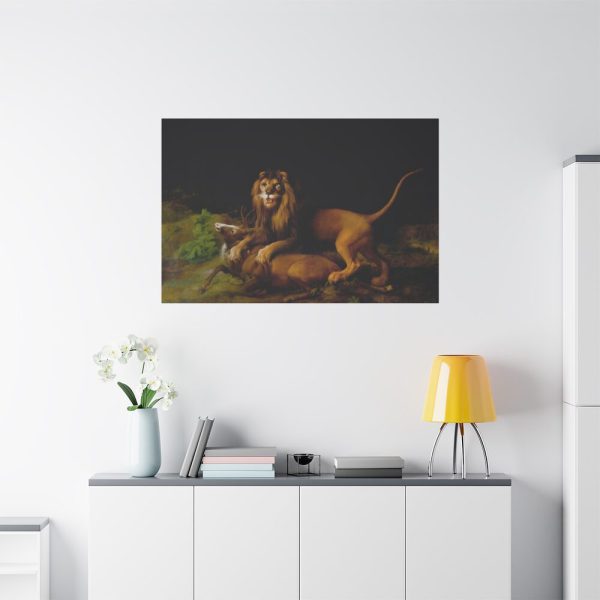 A Lion Attacking a Stag by George Stubbs Standard Canvas