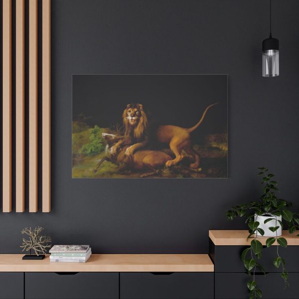 A Lion Attacking a Stag by George Stubbs Standard Canvas