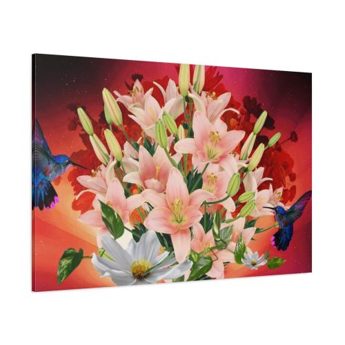 Lilies Salmon Lirios Flowers Standard Canvas
