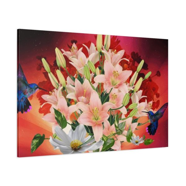 Lilies Salmon Lirios Flowers Standard Canvas