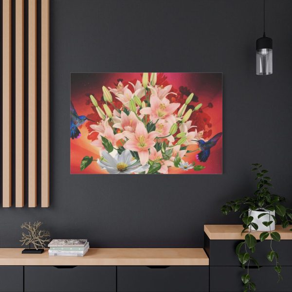 Lilies Salmon Lirios Flowers Standard Canvas