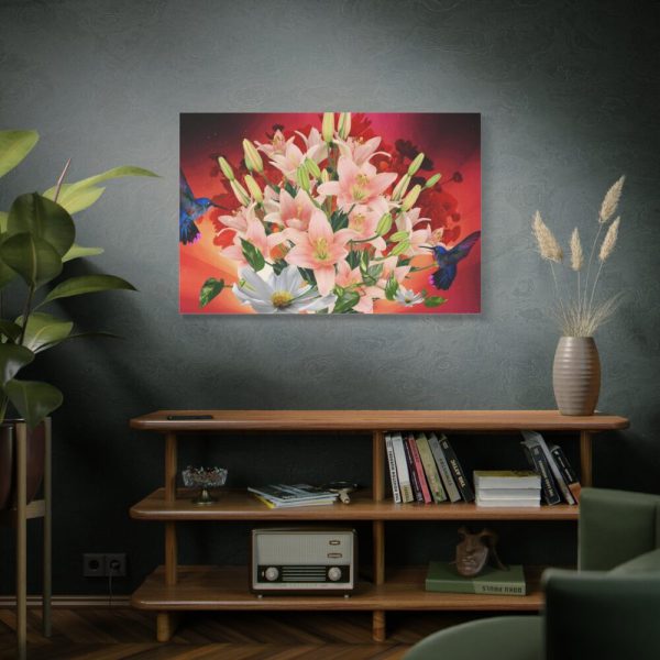 Lilies Salmon Lirios Flowers Standard Canvas