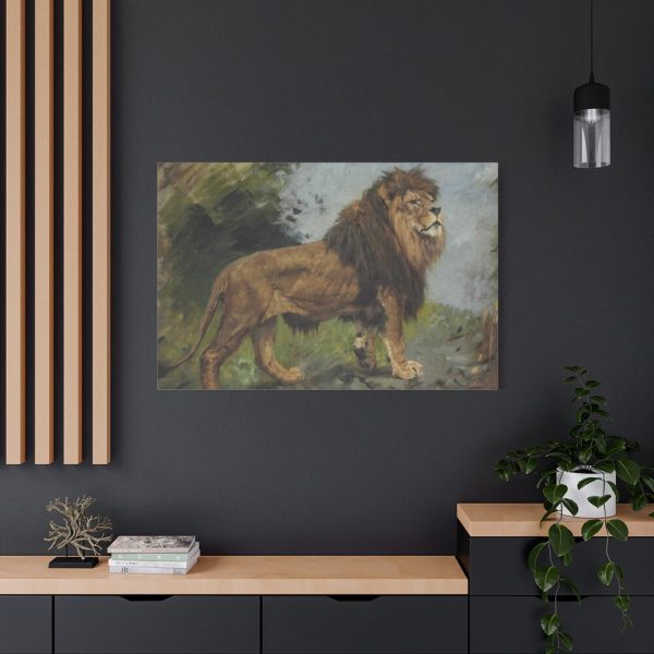 91638-88.jpg A Lion Walking by Géza Vastagh Standard Canvas