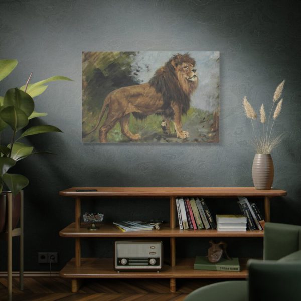 91638-89.jpg A Lion Walking by Géza Vastagh Standard Canvas
