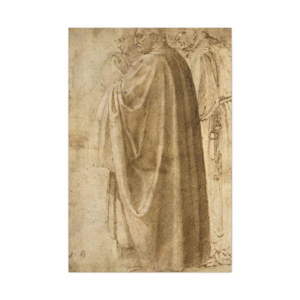 91655-211.jpg Three Standing Men in Wide Cloaks by Michelangelo Buonarroti Standard Canvas