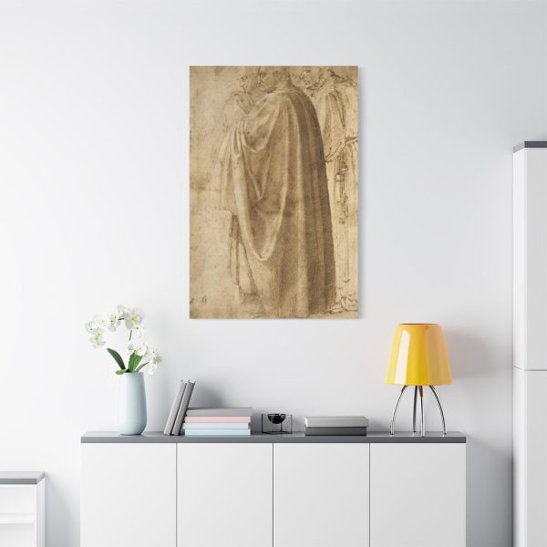 91655-212.jpg Three Standing Men in Wide Cloaks by Michelangelo Buonarroti Standard Canvas