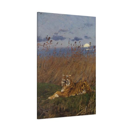 A Tiger Among Rushes In The Moonlight Standard Canvas