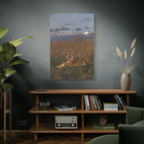 91655-294.jpg A Tiger Among Rushes In The Moonlight Standard Canvas