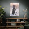 91655-314.jpg Black Dog Sitting on Snow Standard Canvas