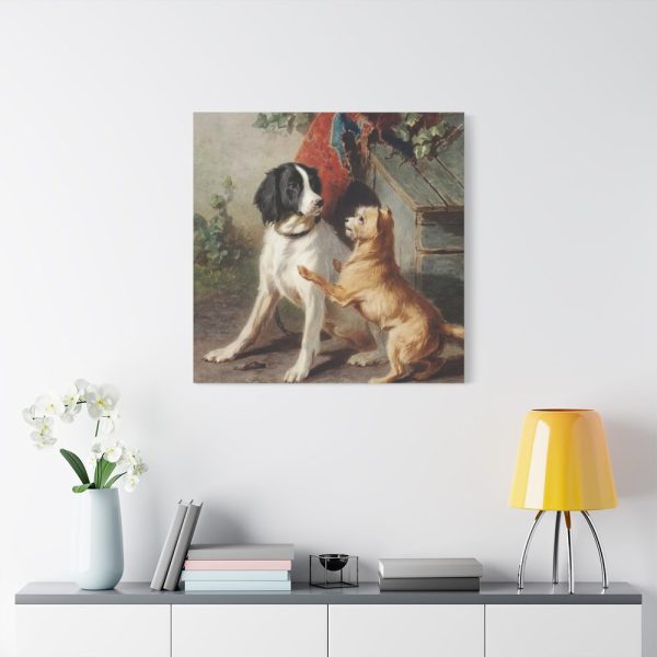 Two Dogs by a Kennel by Conradijn Cunaeus Standard Canvas
