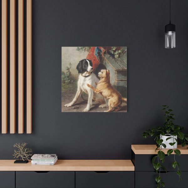 Two Dogs by a Kennel by Conradijn Cunaeus Standard Canvas