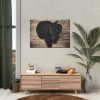 Black Labrador Dog Sitting on Wooden Floor Poster