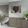 Black Labrador Dog Sitting on Wooden Floor Poster