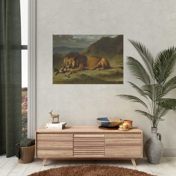 Lion Devouring a Goat Poster