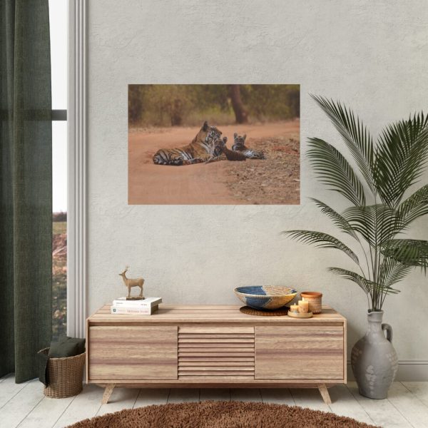 92408-391.jpg Tiger and Cubs on Dusty Road Poster