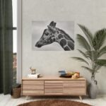Black-and-White Photo of a Giraffe's Head Poster - Image 2
