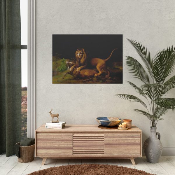 92408-409.jpg A Lion Attacking a Stag by George Stubbs Poster