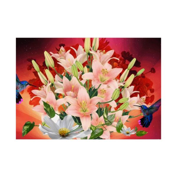 Lilies Salmon Lirios Flowers Poster