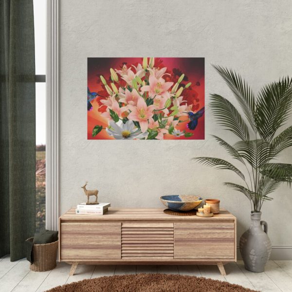 Lilies Salmon Lirios Flowers Poster