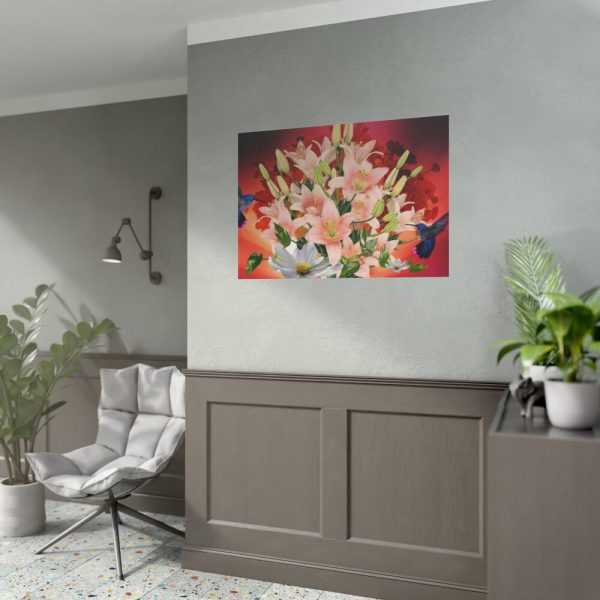 Lilies Salmon Lirios Flowers Poster