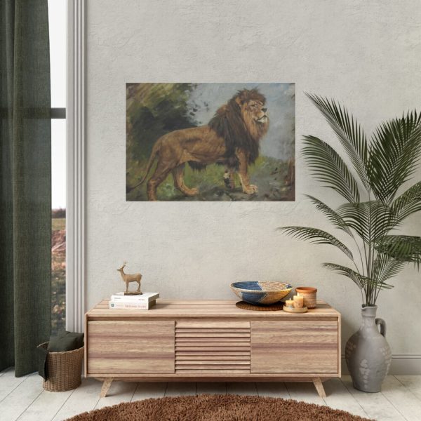 92408-52.jpg A Lion Walking by Géza Vastagh Poster