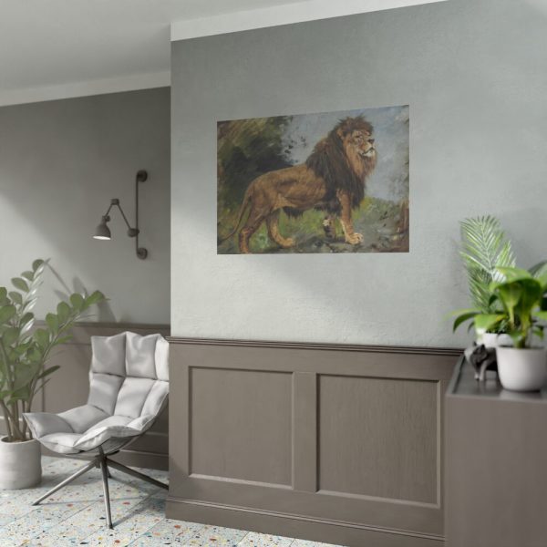 92408-53.jpg A Lion Walking by Géza Vastagh Poster