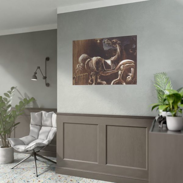 92408-74.jpg Debris of an Automobile Giving Birth to a Blind Horse Biting a Telephone Poster
