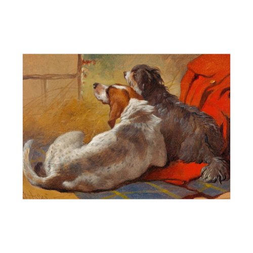 92408-84.jpg A Hound and a Bearded Collie by John Frederick Herring Poster