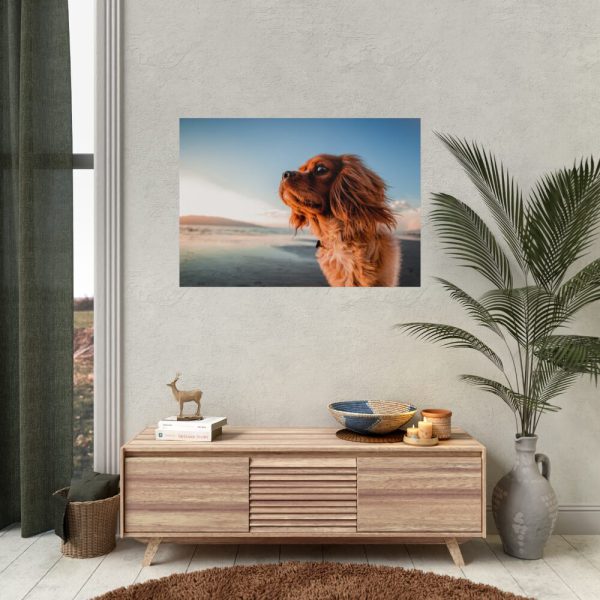 92409-126.jpg Brown Puppy on the Beach Poster