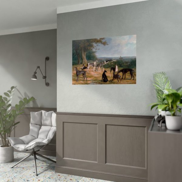 Nine Greyhounds in a Landscape by Jacques–Laurent Agasse Poster