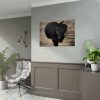 Black Labrador Dog Sitting on Wooden Floor Poster