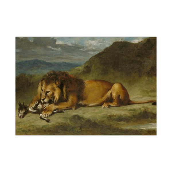 Lion Devouring a Goat Poster
