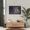 92409-408.jpg Close Up Shot of a Lion's Face in Black and White Poster